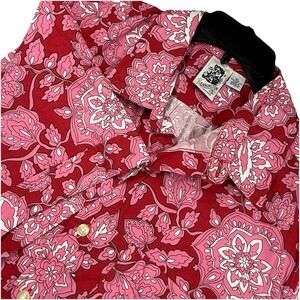 KENNINGTON Tropical Hawaiian Mens Sz XL Floral Print  Shirt‎ Red